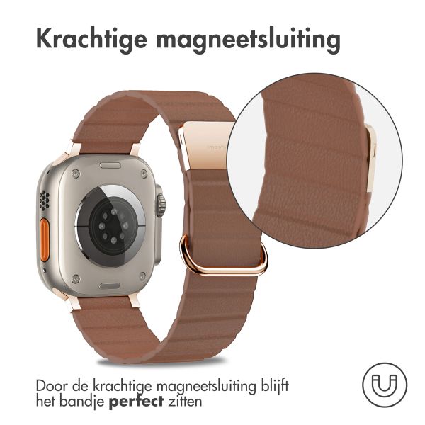 imoshion Magnetisch lederen bandje Apple Watch Series 1 - 11 / SE / Ultra (44/45/46/49 mm) - Bruin