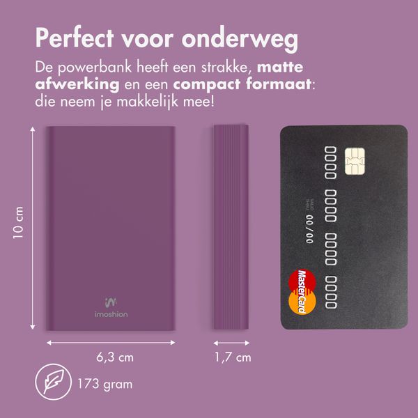 imoshion Ultra Series Aluminium Powerbank 10.000 mAh - Quick Charge en Power Delivery - Aubergine