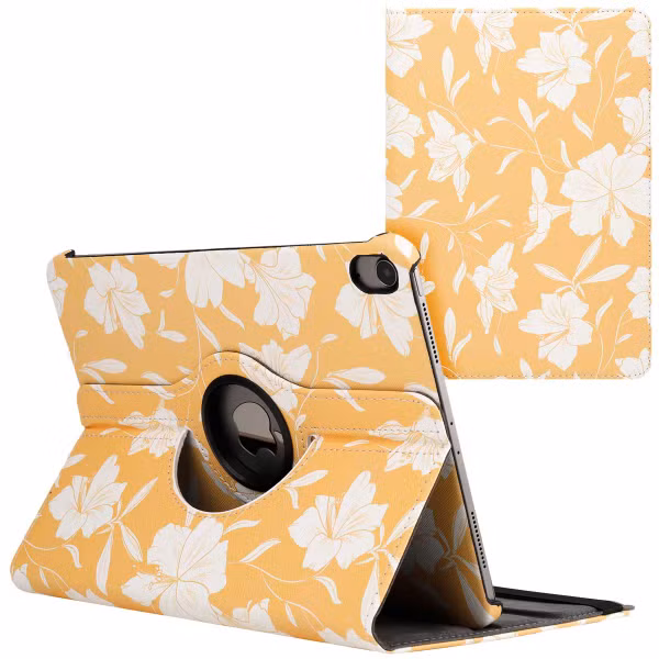 imoshion 360° Draaibare Design Bookcase Apple iPad Air 5 (2022) / Air 4 (2020) - Yellow Flowers