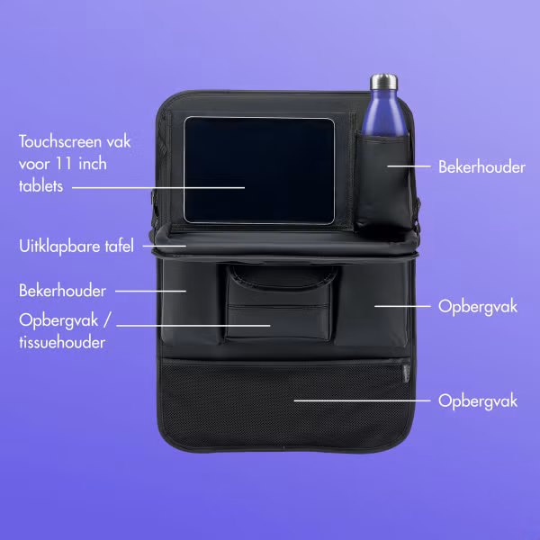 imoshion Luxe Autostoel Organizer - Tablethouder Auto - 7 Opbergvakken - Zwart
