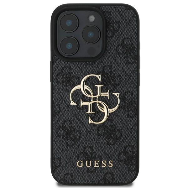 Guess 4G Metal Logo Backcover Apple iPhone 16 Pro Max - Zwart