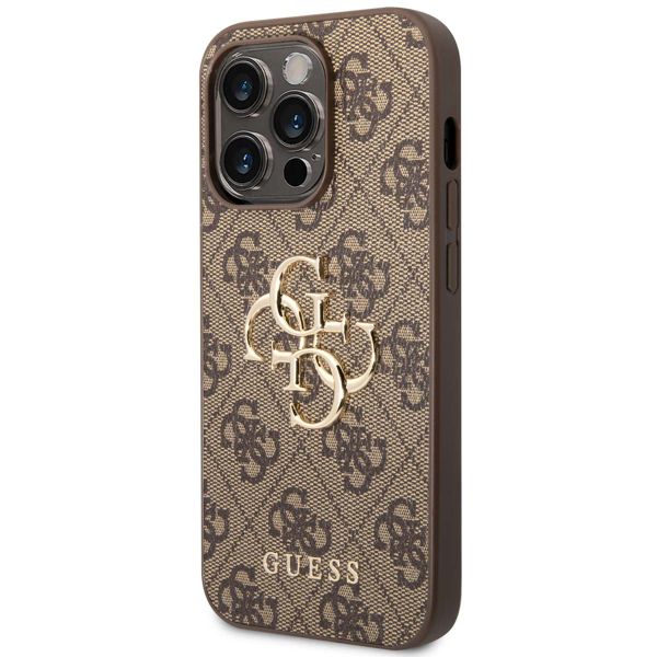 Guess 4G Metal Logo Backcover iPhone 14 Pro Max - Bruin