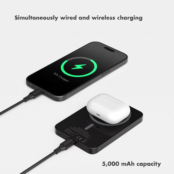 Selencia Vivid Powerbank 5,000 mAh - Wireless Powerbank - Compatible with MagSafe and Qi - Black / Choco Flower Pop