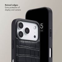 Selencia Nova Croco Phone Case with Cord and Card Holder Apple iPhone 17 Pro - Black