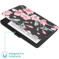 imoshion Design Slim Hard Case Bookcase Kobo Clara 2E / Tolino Shine 4 - Blossom Watercolor Black