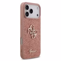 Guess 4G Metal Logo Glitter Backcover Apple iPhone 17 Pro Max - Roze