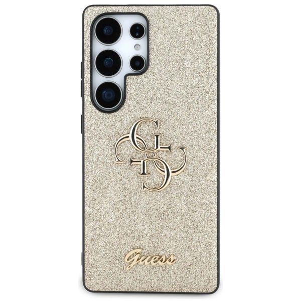 Guess 4G Metal Logo Glitter Backcover Samsung Galaxy S25 Ultra - Goud