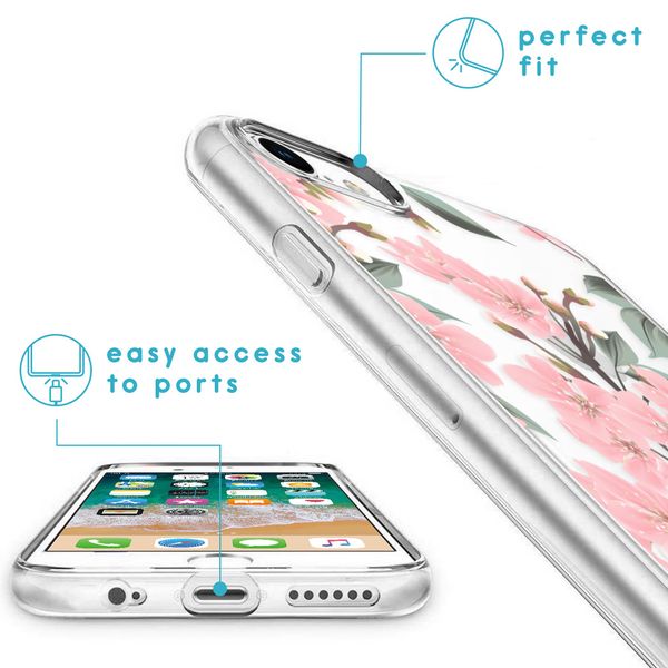 imoshion Design hoesje Apple iPhone SE (2022 / 2020) / 8 / 7 / 6s - Bloem - Roze / Groen