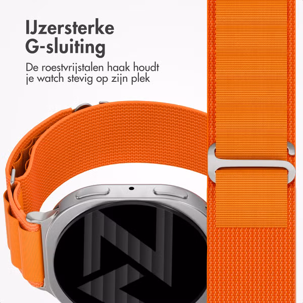 Accezz Nylon Alpine bandje Samsung Galaxy Watch 9 (40/44mm) / Watch 8 (40/44mm) / Classic (46mm) - Oranje