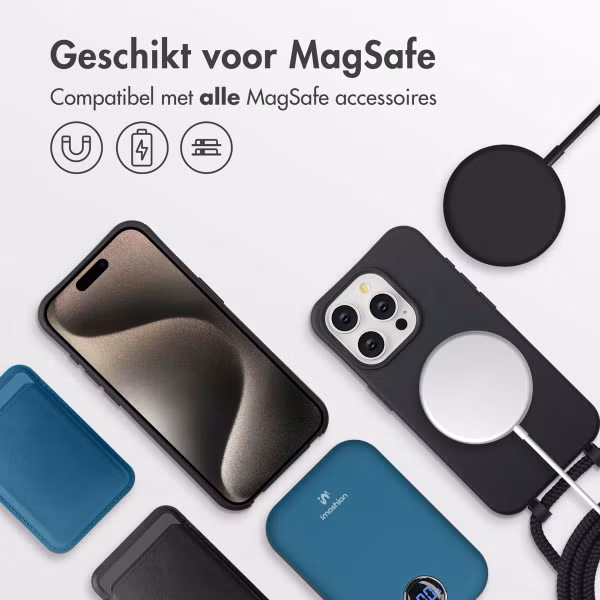 imoshion Color Backcover met afneembaar koord MagSafe Apple iPhone 15 Pro - Zwart