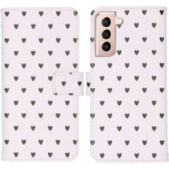 imoshion Design Softcase Bookcase Galaxy S21 - Hearts Allover White