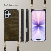Selencia Nova Croco Telefoonhoes met Koord en Pashouder Apple iPhone 17 - Dark Olive