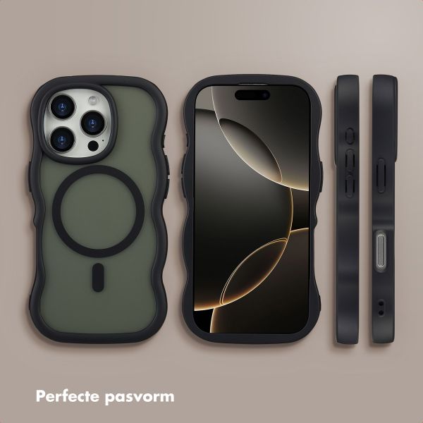 Selencia Wavy Backcover met MagSafe Apple iPhone 16 Pro - Zwart