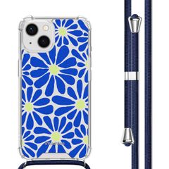 imoshion Design hoesje met koord Apple iPhone 13 - Cobalt Blue Flowers Connect
