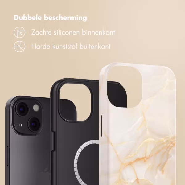 Selencia Vivid Backcover met MagSafe Apple iPhone 13 - Golden Beige Marble