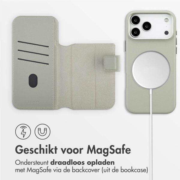 Accezz Leather Bookcase 2-in-1 met MagSafe Apple iPhone 17 Pro Max - Light Grey