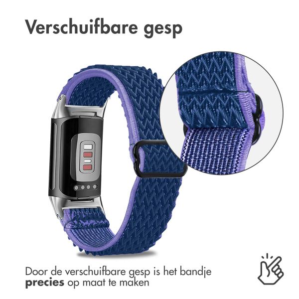 imoshion Elastisch nylon bandje Fitbit Charge 5 / Charge 6 - Donkerblauw