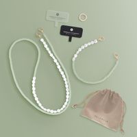 Selencia Telefoonkoorden set met Parels en Elastiekjes - Pistache Cream