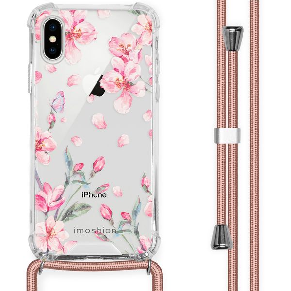 imoshion Design hoesje met koord iPhone X / Xs - Bloem - Roze