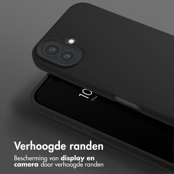 Selencia Siliconen hoesje met afneembaar koord Apple iPhone 16 - Zwart