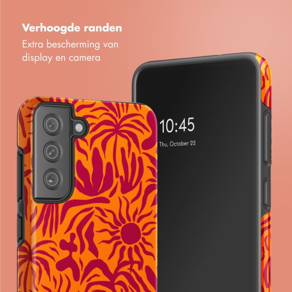 Selencia Vivid Tough Backcover Samsung Galaxy S21 FE - Tropical Vibes Apricot