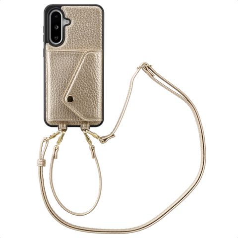 Selencia Sera Telefoonhoes met Koord en Envelop Pashouder Samsung Galaxy A36 / A56 - Champagne