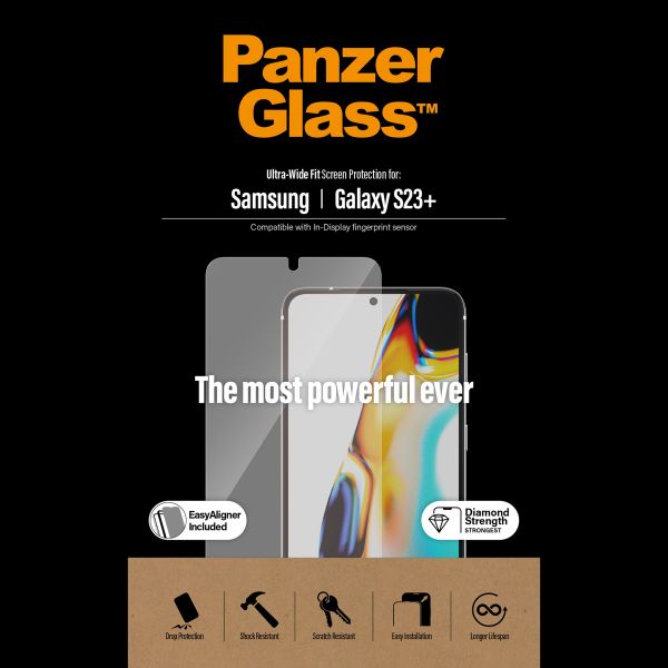 PanzerGlass Ultra-Wide Fit Anti-Bacterial Screenprotector incl. applicator Samsung Galaxy S23 Plus - Zwart