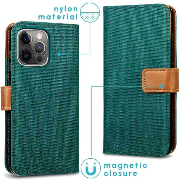 imoshion Luxe Canvas Bookcase iPhone 13 Pro - Groen