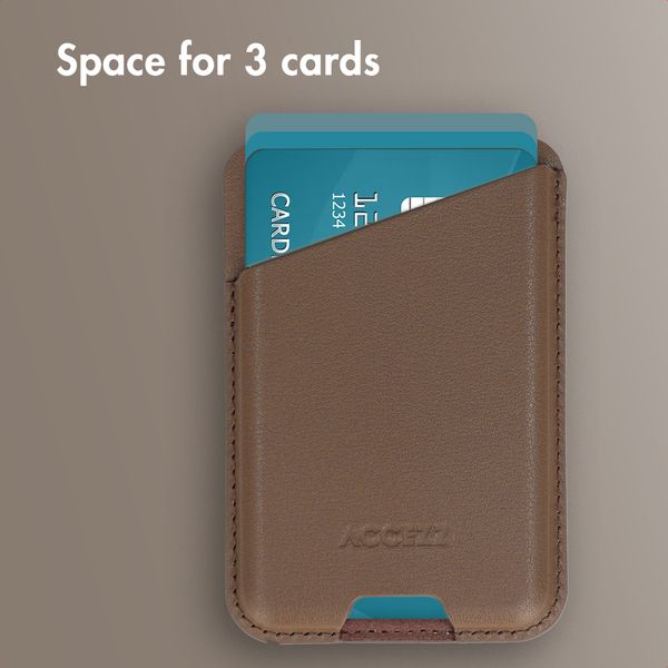 Accezz Magnetic Leather Card Holder - Compatible with Apple Find My - Coffee Brown
