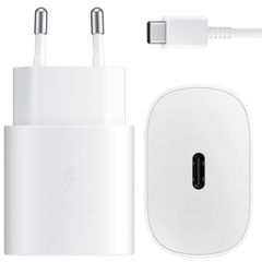 Samsung Originele USB-C naar USB-C kabel - 1 meter - 25 Watt + Originele Fast Charging Adapter USB-C Oplader - 25 Watt - Wit