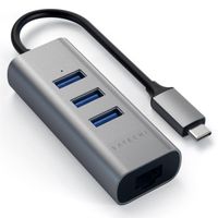 Satechi Aluminium USB Hub | USB-C naar 3x USB-A en ethernet - Space Grey