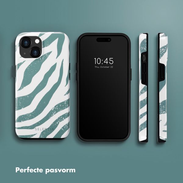 Selencia Vivid Tough Backcover iPhone 15  - Colorful Zebra Pine Blue