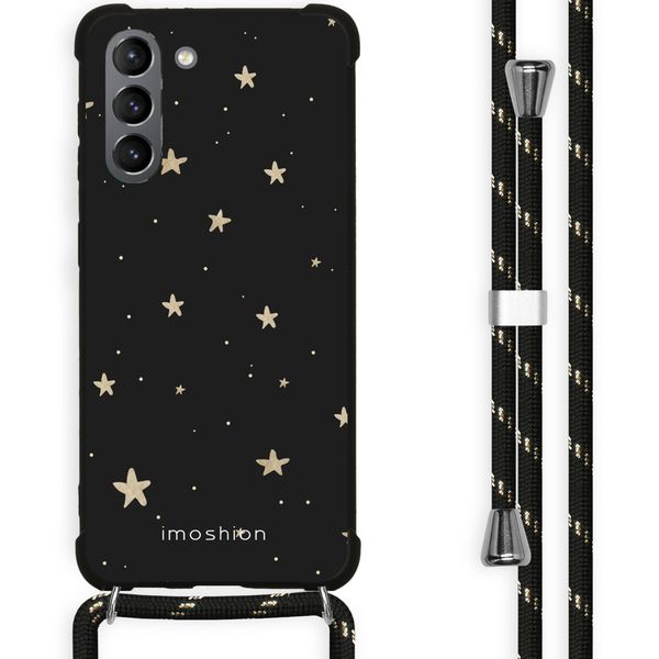 imoshion Design hoesje met koord voor Samsung Galaxy S21 Plus - Sterren - Zwart / Goud