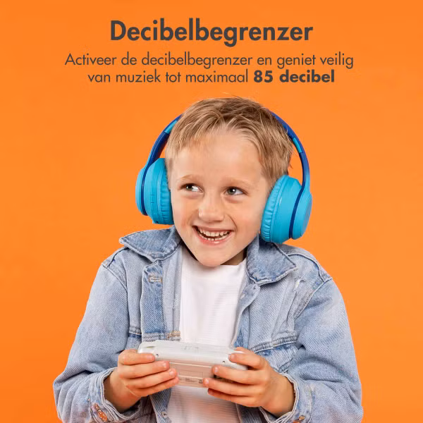 imoshion Draadloze Kinderkoptelefoon LED Light - Decibelbegrenzer - Met AUX kabel - Cobalt Blue / Soft Blue