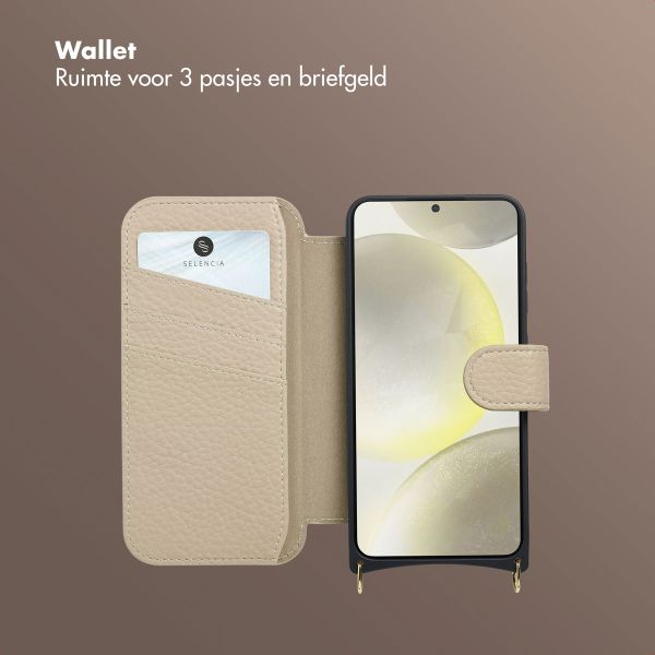 Selencia Riva Bookcase met MagSafe en Koord Samsung Galaxy S24 / S25 - Beige