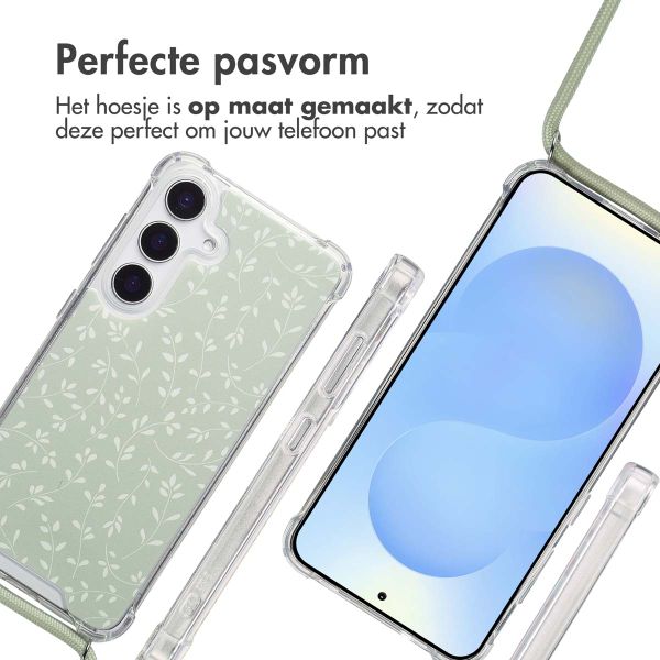 imoshion Design hoesje met koord Samsung Galaxy S25 - Smoke Green Flowers