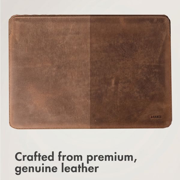 Accezz Leather laptop sleeve 16 inch - Cognac