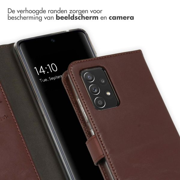 Selencia Echt Leren Bookcase Samsung Galaxy A52(s) (5G/4G) - Bruin