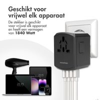 imoshion Universele wereldstekker - 3x USB-C & USB-A - Zwart