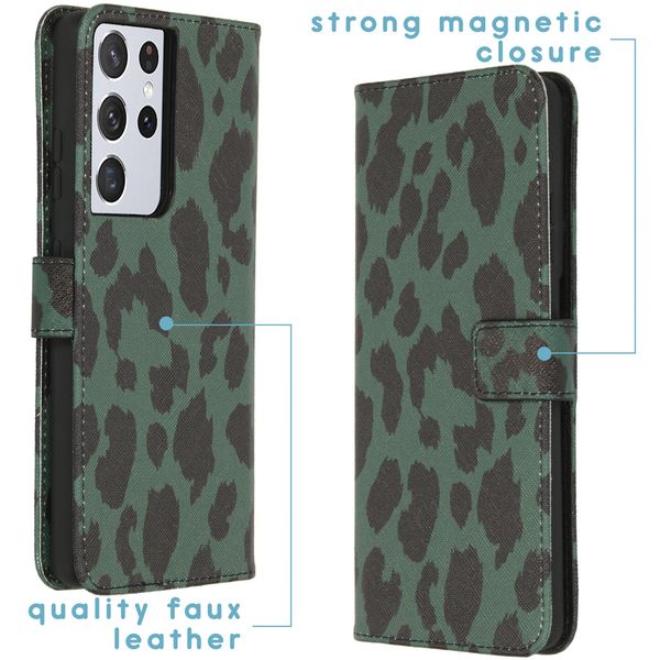 imoshion Design Softcase Bookcase Samsung Galaxy S21 Ultra - Green Leopard