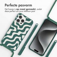 imoshion Siliconen design hoesje met koord Apple iPhone 15 Pro - Petrol Green Groovy