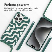 imoshion Siliconen design hoesje met koord iPhone 15 Pro - Petrol Green Groovy