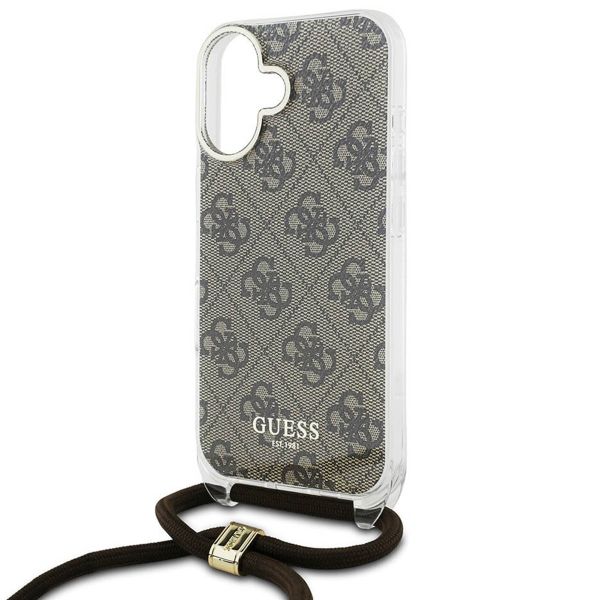 Guess Backcover met koord 4G Print iPhone 16 - Bruin