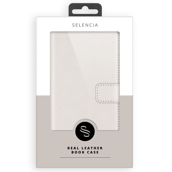 Selencia Echt Lederen Bookcase iPhone 12 Mini - Greige