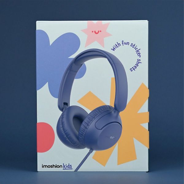 imoshion Kinderkoptelefoon met Draad - AUX kabel - Decibelbegrenzer - Denim Blue