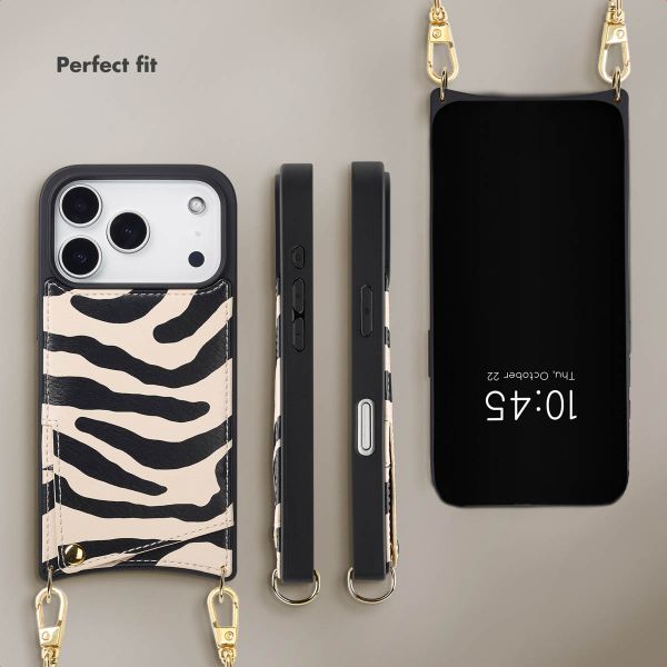 Selencia Nova Phone Case with Cord and Card Holder Apple iPhone 17 Pro Max - Zazzy Zebra