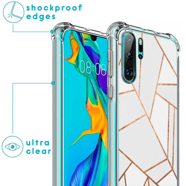 imoshion Design hoesje met koord Huawei P30 Pro - Grafisch Koper - Wit / Goud