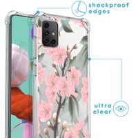 imoshion Design hoesje met koord Samsung Galaxy A51 - Bloem - Roze / Groen