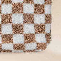 Selencia Zaya Tote Bag - Teddy Laptoptas 16 inch - Checkered Beige
