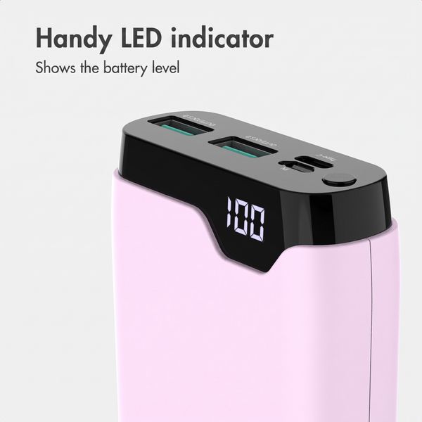 imoshion Power bank 20,000 mAh - 22.5W Fast charger - USB-C / USB-A - Pink